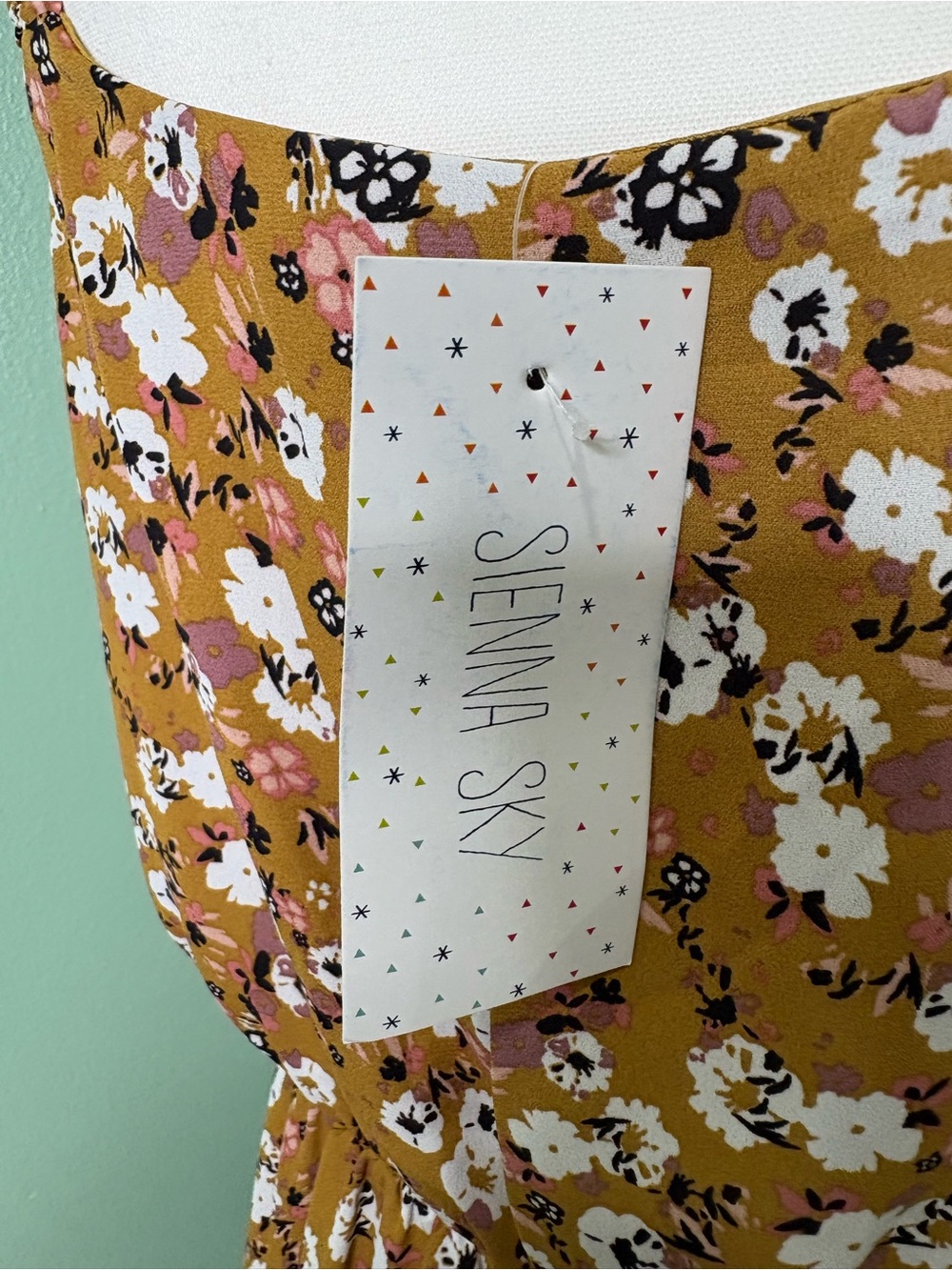 Sienna Sky Mustard Floral Maxi Dress with Tie Waist - Picture 6 of 8